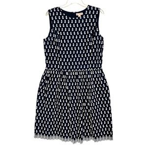 Brooks Brother Red Fleece Womens Dress 12 Blue White Embroidered Floral Cotton